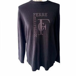 GIANFRANCO FERRE Designer Italy Black Knit Scoop Neck Sweater Men’s Size Medium